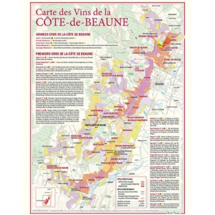 Kaart wijnen van de Cote-de-Beaune 30x40